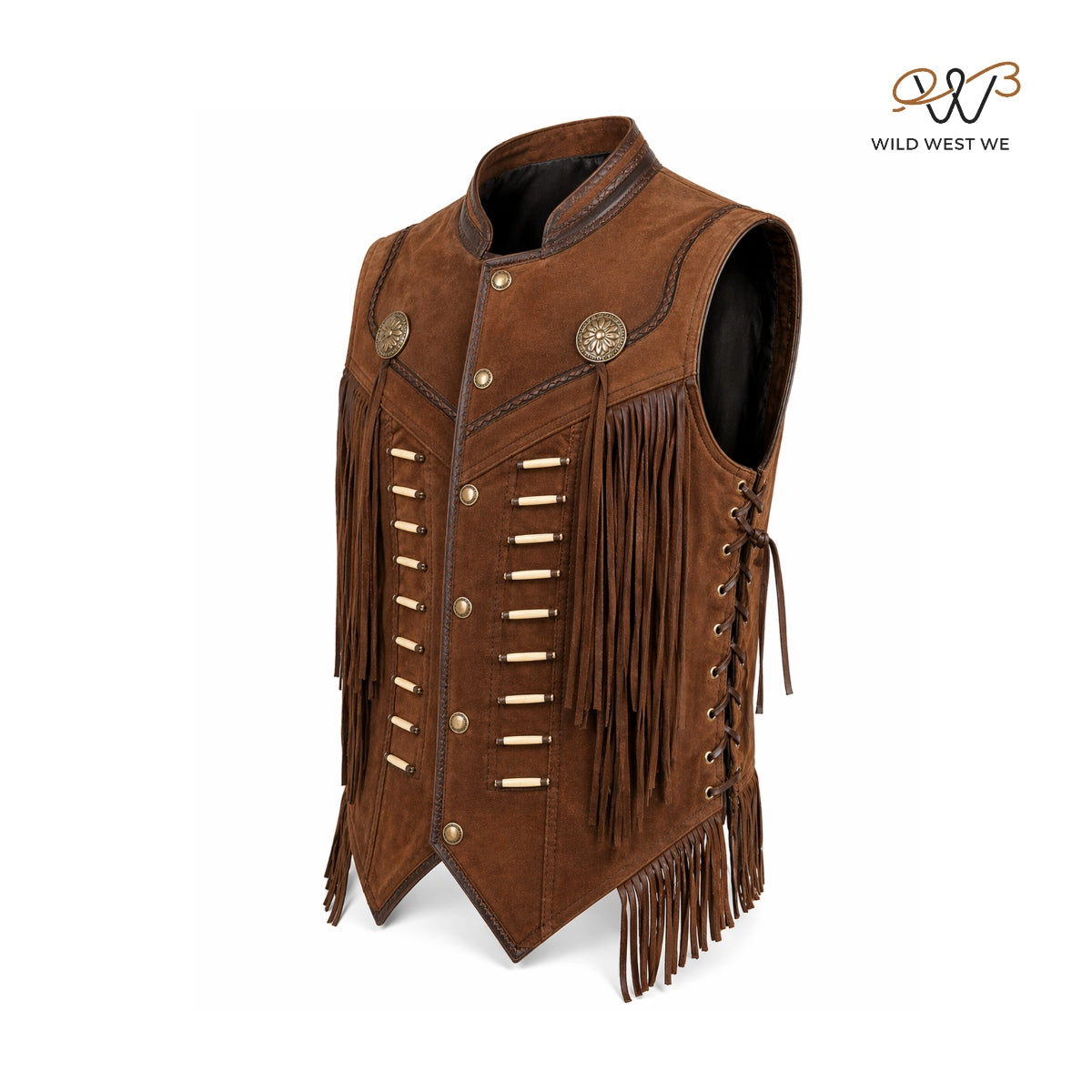 Men’s Western Suede Fringe Vest with Concho Detail