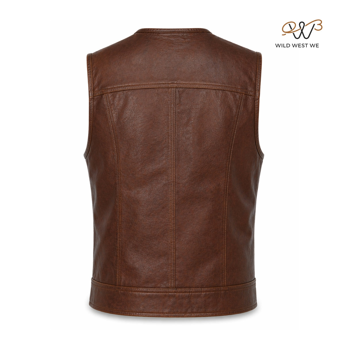 Men’s Brown Biker Style Utility Leather Vest
