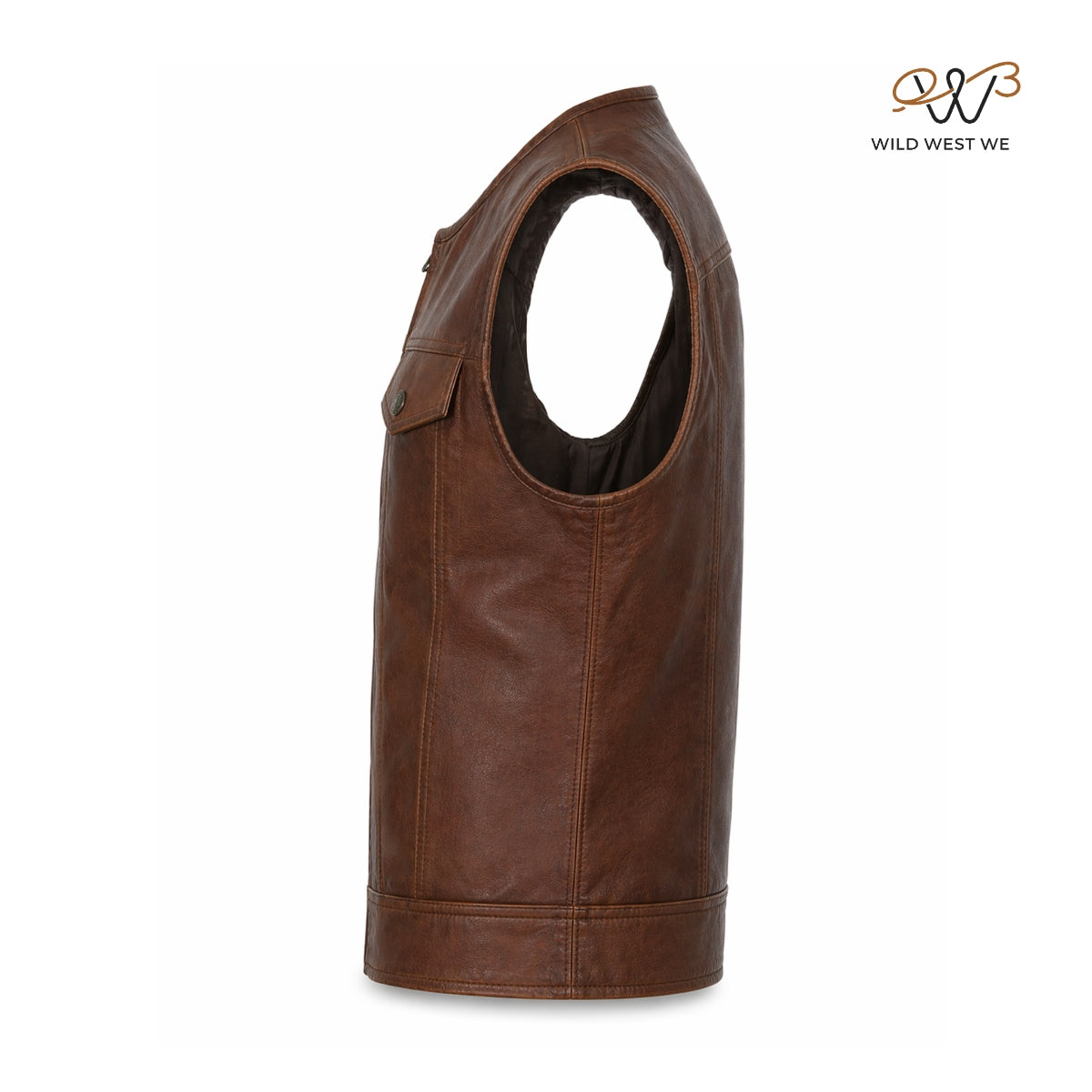Men’s Brown Biker Style Utility Leather Vest