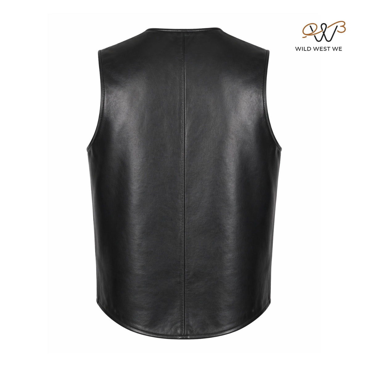 Men’s Classic Black Leather Vest Zip Front