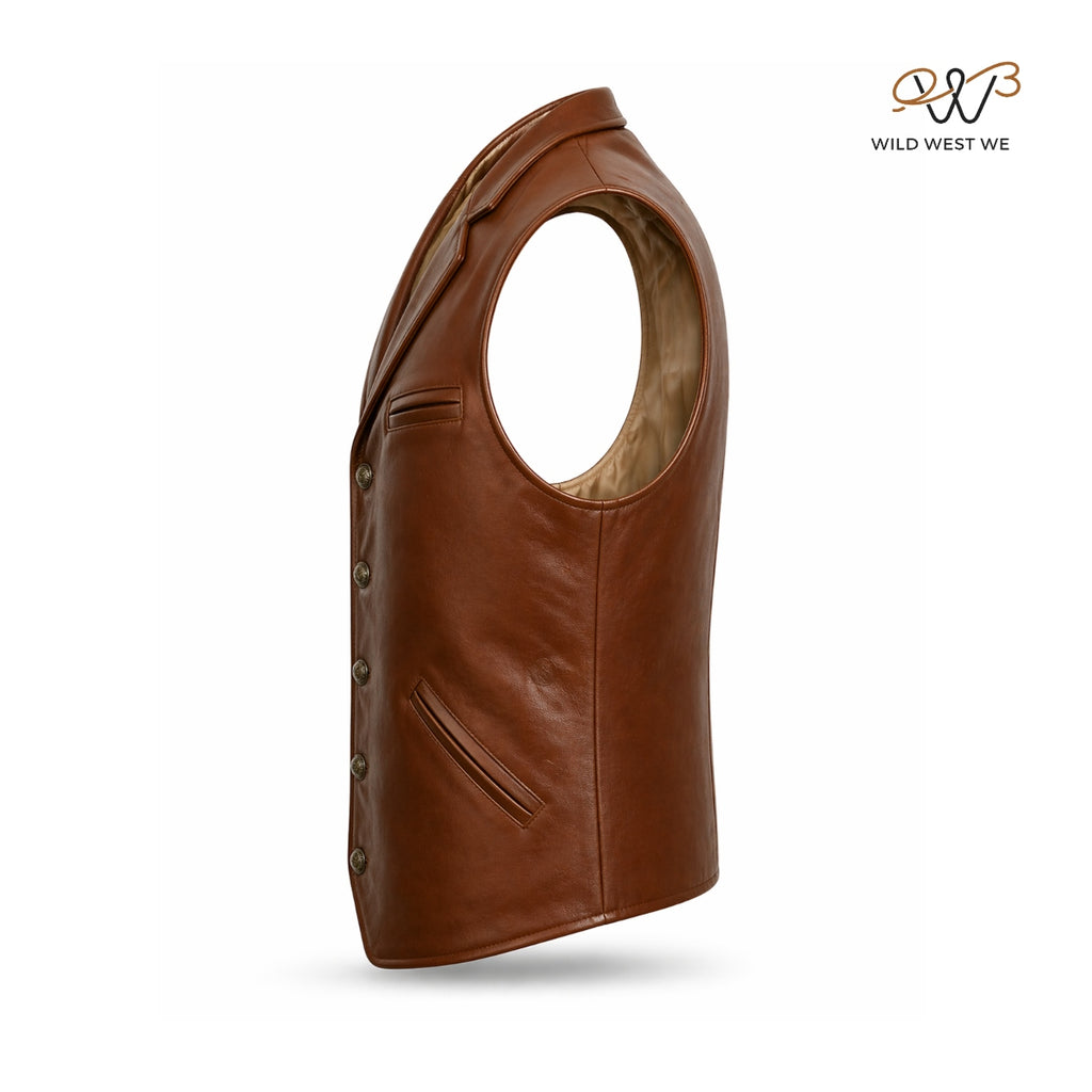Men’s Classic Brown Leather Vest Tailored Fit