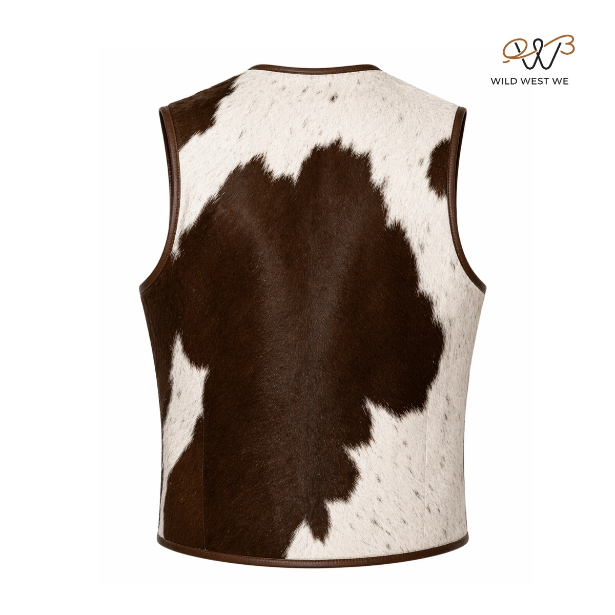 Men’s Cowhide Western Leather Vest Brown & White