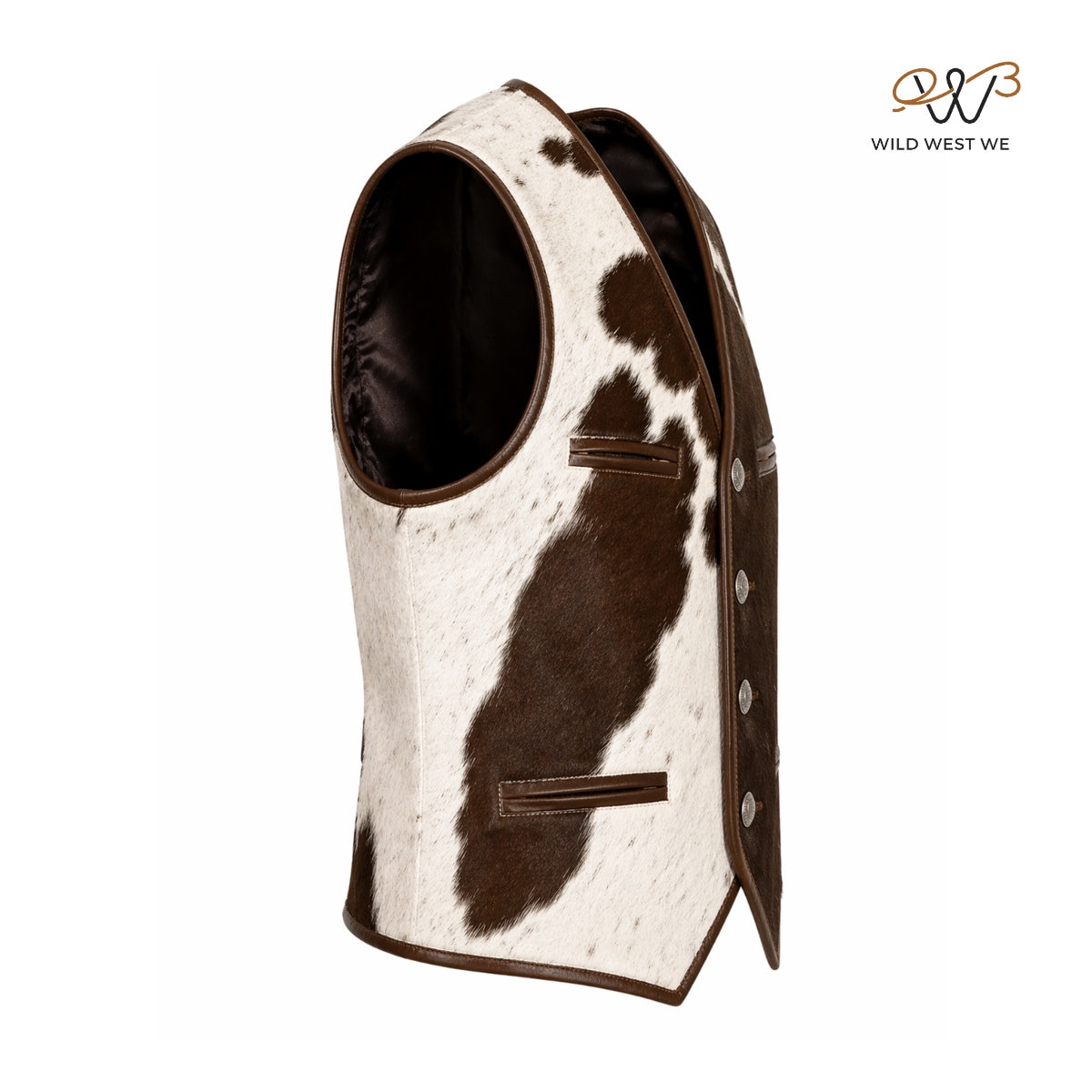 Men’s Cowhide Western Leather Vest Brown & White