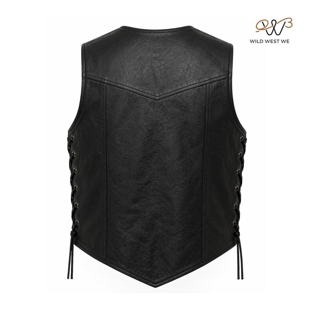 Men’s Black Western Fringe Leather Vest