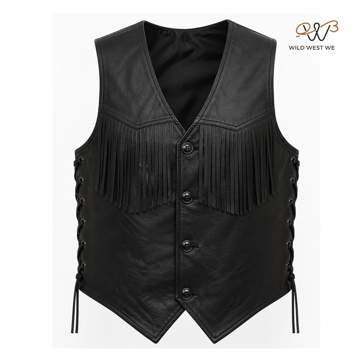 Men’s Black Western Fringe Leather Vest
