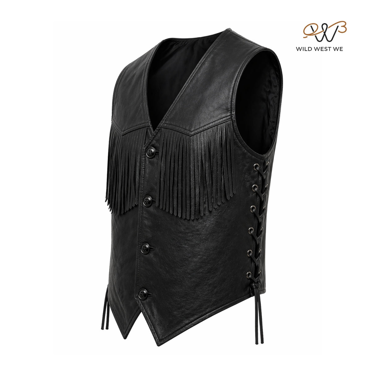 Men’s Black Western Fringe Leather Vest