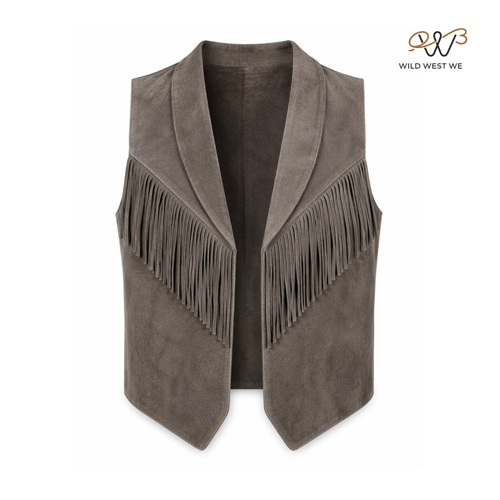 Men’s Western Suede Fringe Leather Vest