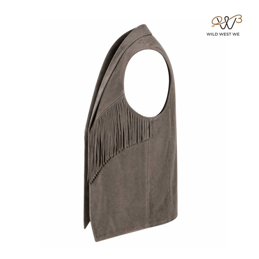 Men’s Western Suede Fringe Leather Vest