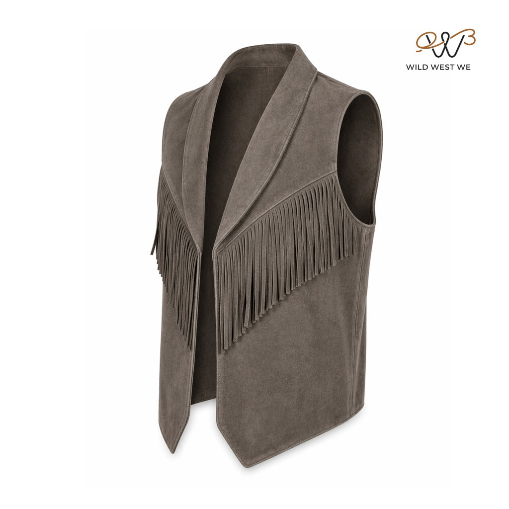 Men’s Western Suede Fringe Leather Vest