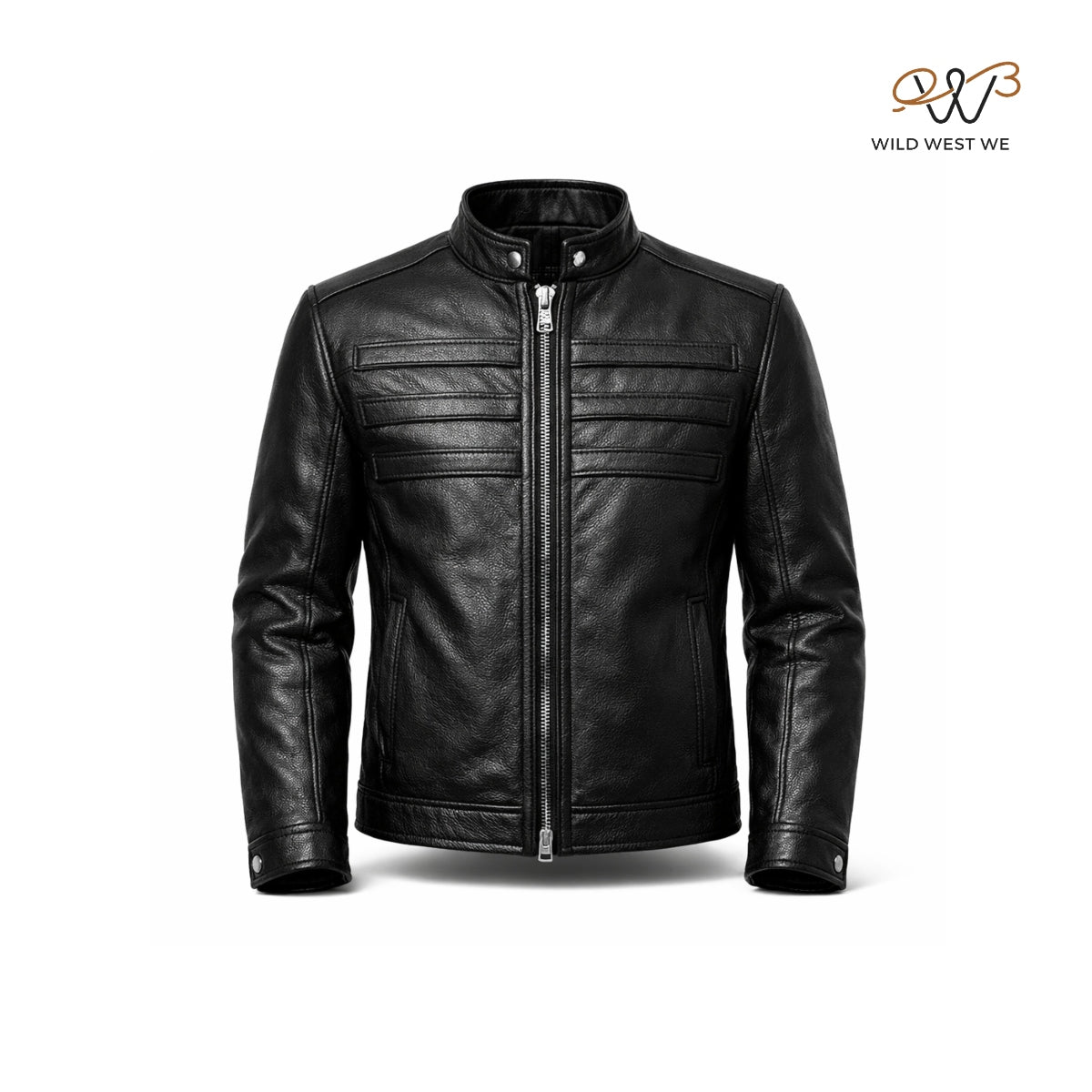 Men’s Black Quilted Panel Leather Jacket