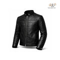 Men’s Black Quilted Panel Leather Jacket