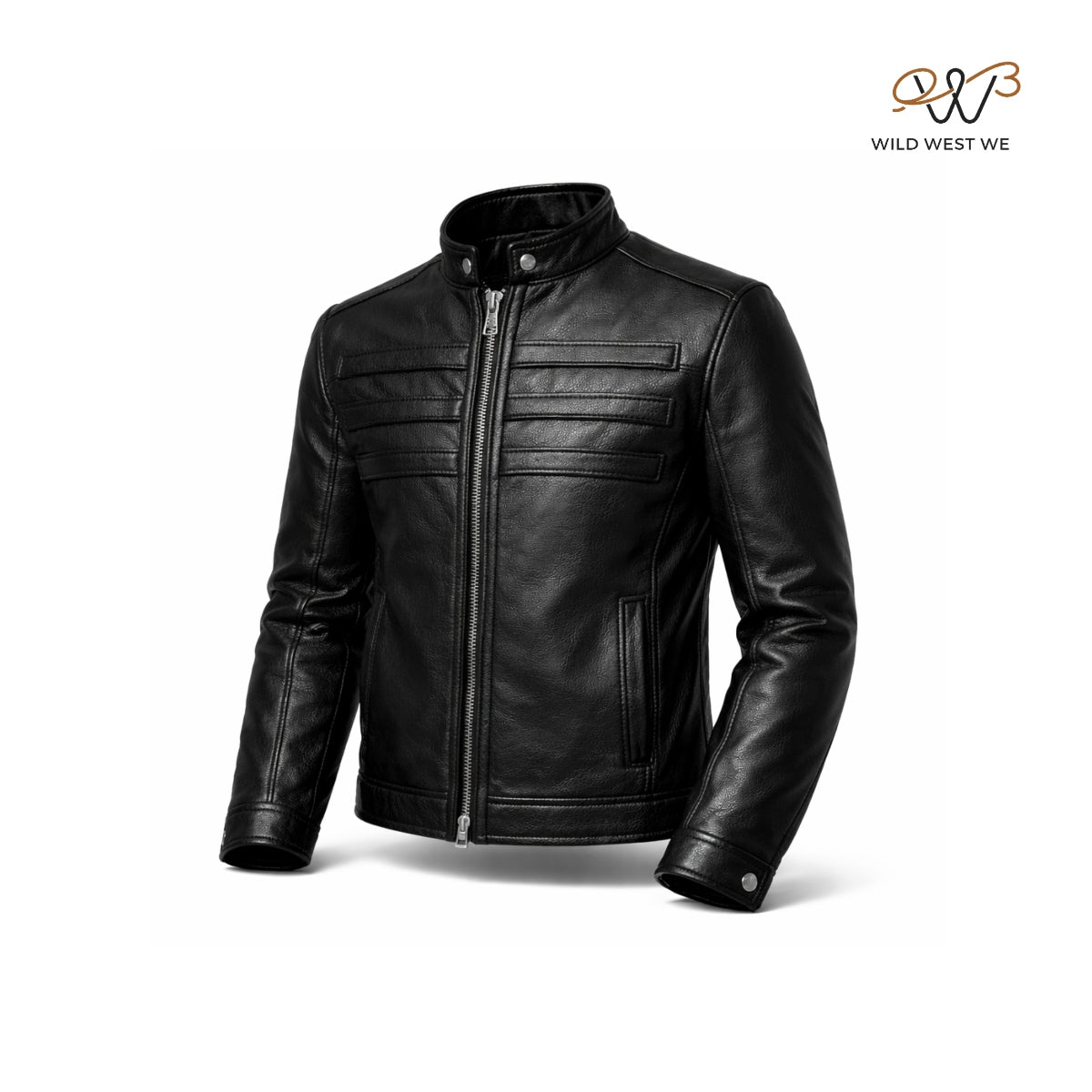 Men’s Black Quilted Panel Leather Jacket