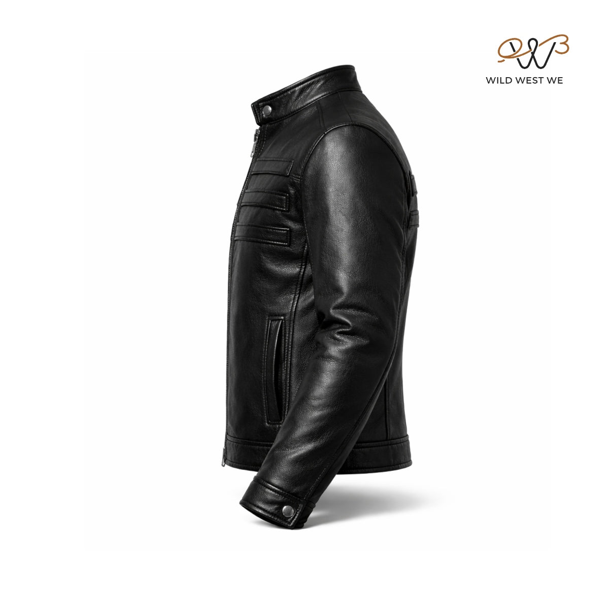 Men’s Black Quilted Panel Leather Jacket