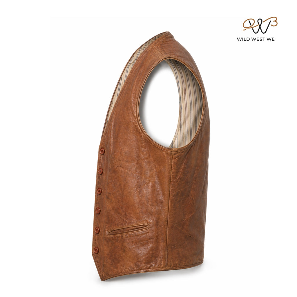 Men’s Classic Vintage Brown Leather Vest