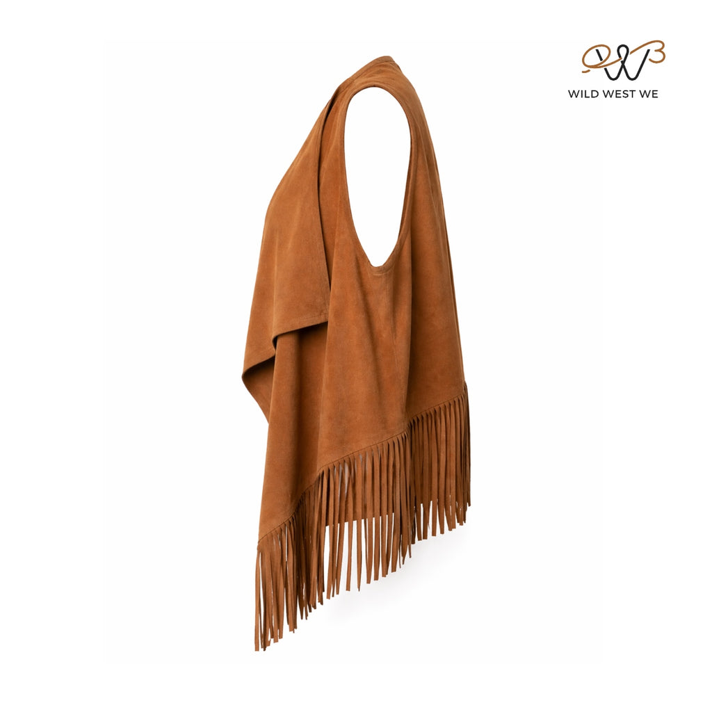 Women’s Tan Suede Fringe Western Vest