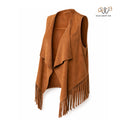 Women’s Tan Suede Fringe Western Vest