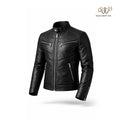Men’s Black Chevron Panel Leather Jacket