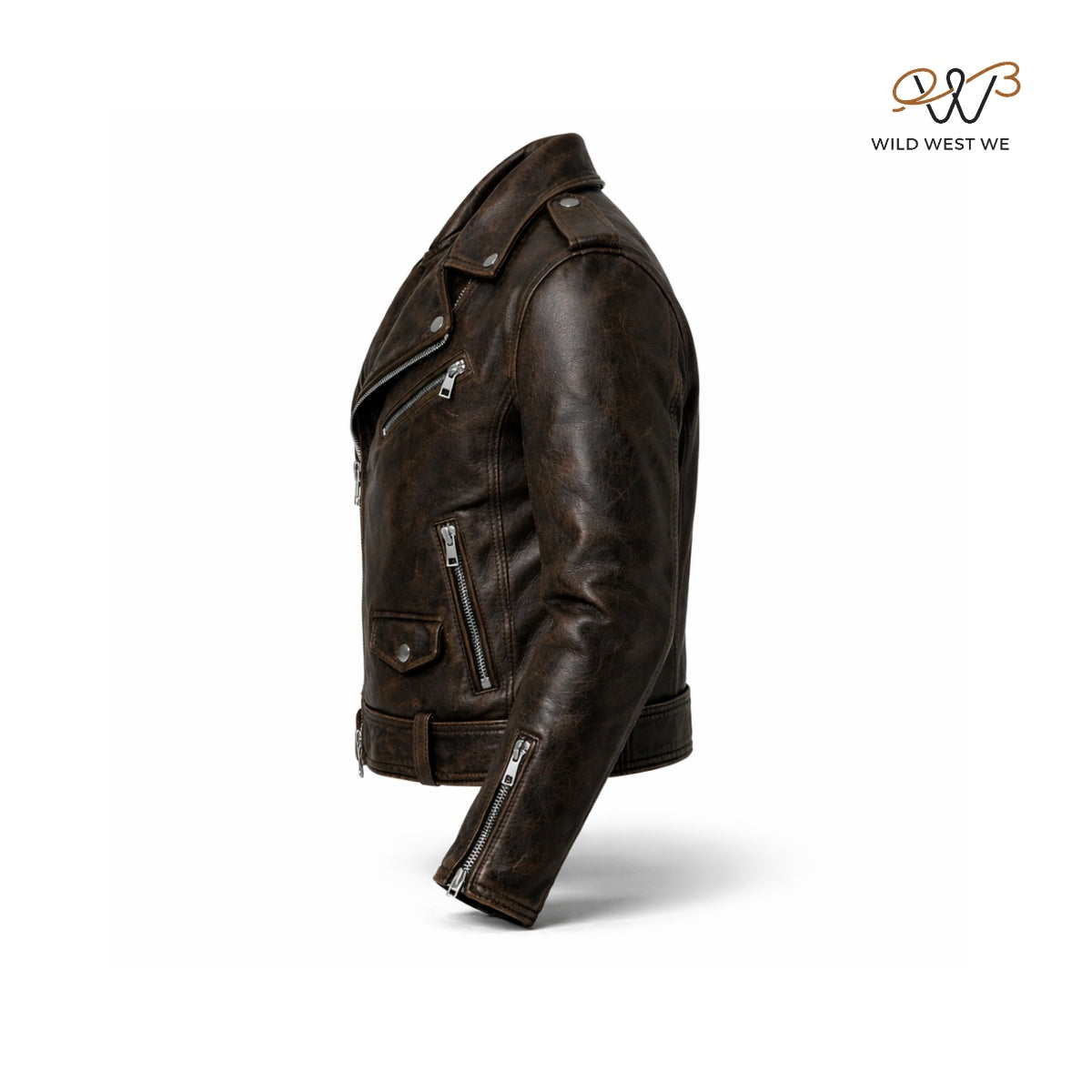 Men’s Distressed Brown Biker Leather Jacket