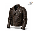 Men’s Distressed Brown Biker Leather Jacket